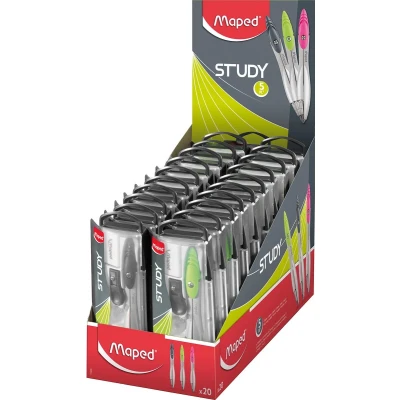 Afbeelding van Maped Passer Study 5 delige Passerdoos: 1 Gum Mineslijper Kokertje Potl...