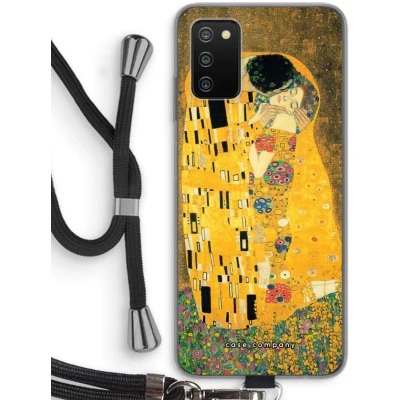 Afbeelding van Case Company® hoesje met Koord geschikt voor Samsung Galaxy A03S Der Kuss Telefoonhoesje Zwart Bescherming aan alle Kanten en Over de Schermrand