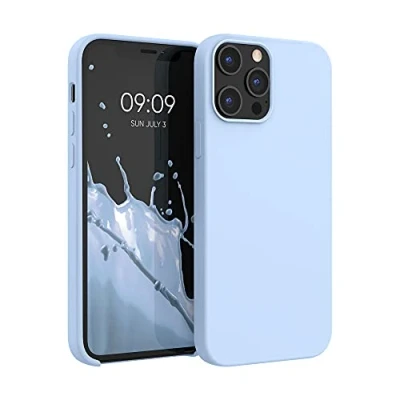 Afbeelding van kwmobile telefoonhoesje geschikt voor Apple iPhone 12 Pro Max Hoesje met siliconen coating Smartphone case in mat lichtblauw
