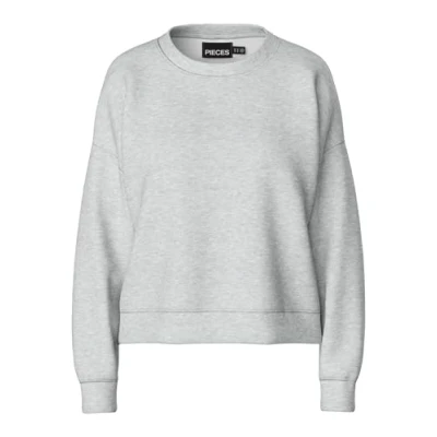 Image de Pieces Pcchilli Ls Sweat Noos BC Maillot de survtement Femme, Gris Clair Chiné, L