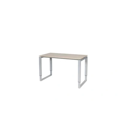 Afbeelding van Domino Plus bureau, hoogte instelbaar (62 85cm) met 120x60cm &#039;zwevend&#039; robson eiken 25mm blad en aluminium (RAL9006) O poot frame