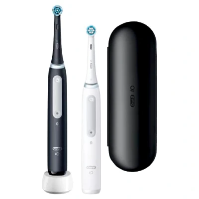 Afbeelding van Oral B, Elektrische tandenborstel, iO Serie 4 Duo Mat Zwart/Kwartwit (Oscillerende tandenborstel)