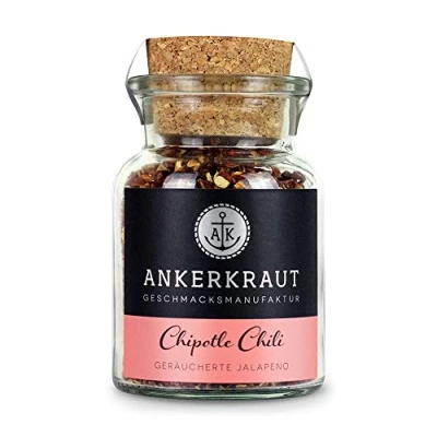 Afbeelding van Ankerkraut Chipotle Chili 55 g in kurkglas voor het slijpen en verfijnen van de rokerige Jalapeno