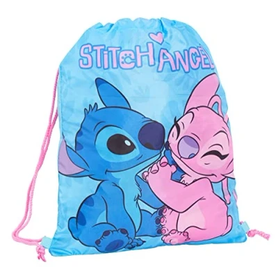 Afbeelding van Disney Stitch Tas met trekkoord voor sport en zwembadzaken, schoolrugzak meisjes jongens, Blauw/Roze