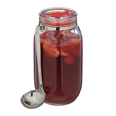Afbeelding van Relaxdays voorraadpot glas 2 liter bewaarpot met deksel snoeppot drinkglas