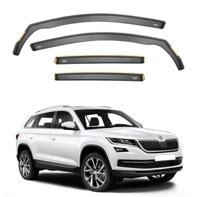 Afbeelding van ISPEED 4 stuks windschermen voor Skoda KODIAQ MK1 2017 2024 5 deurs SUV houd je auto geventileerd in de regen vermindert windturbulentie getint kanaaltype