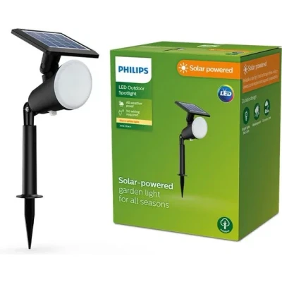 Afbeelding van Philips Jivix 8720169269132 Tuinschijnwerper op zonne energie LED 1.40 W Warmwit Zwart
