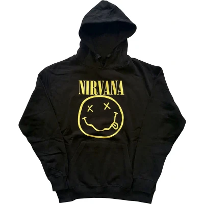 Afbeelding van Nirvana Yellow Happy Face Hoodie/trui L Zwart