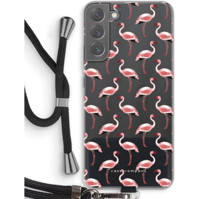 Afbeelding van Case Company® hoesje met Koord geschikt voor Samsung Galaxy S22 Plus Flamingo Telefoonhoesje Zwart Bescherming aan alle Kanten en Over de Schermrand