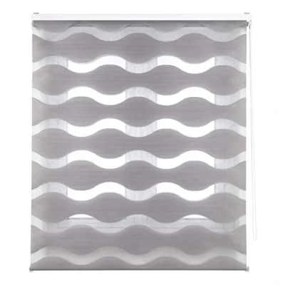Image de Blindecor Mediterraneo Store enrouleur nuit et jour Gris argenté ondulé 100 x 180 cm (l h) Dimensions du tissu 97 175 Stores élégants