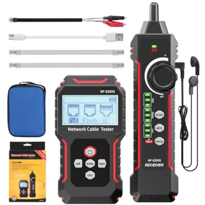 Afbeelding van VXSCAN NF 8209S Netwerkkabeltester RJ11 RJ45 Cat5 Cat6 LAN kortsluittest, kabeltester dwarsschakelaar met POE tester, kabellengtemeting