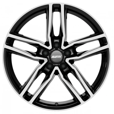 Afbeelding van ALUTEC 5 gat 17duim 112mm lichtmetalen Velg Ikenu zwart vooraan gepolijst IKE75745M83 1 7.5duim 45mm 66.50mm