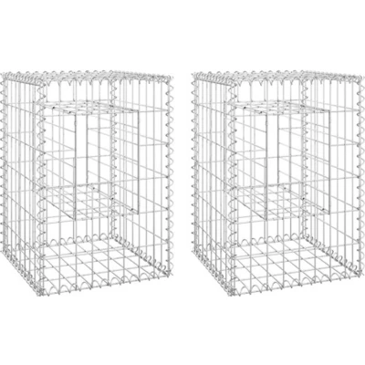 Afbeelding van vidaXL Schanskorf palen 2 st 40x40x60 cm ijzer