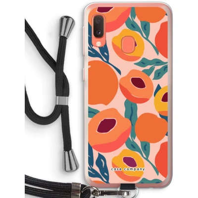 Afbeelding van Case Company® hoesje met Koord geschikt voor Samsung Galaxy A20e Perzik Telefoonhoesje Zwart Bescherming aan alle Kanten en Over de Schermrand