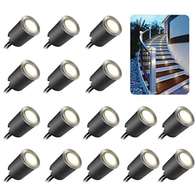 Afbeelding van SMY Set van 16 led inbouwspots voor buiten, IP67 waterdicht, Ø 32 mm, terras, hout, zwembad, tuin, trap, houten dek (met EU stekker) (16 leds, neutraal wit, 4500 k)