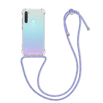 Afbeelding van kwmobile telefoonhoesje geschikt voor Xiaomi Redmi Note 8 (2019 / 2021) Hoesje met telefoonkoord Back cover in lavendel paars lichtblauw transparant