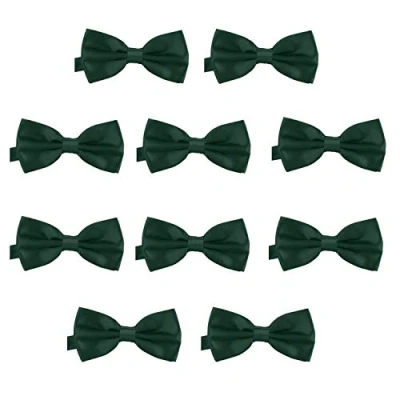 Afbeelding van DonDon 10 stuks vlinderdassen voor heren, 12 x 6 cm, geknoopt en in lengte verstelbaar, Donkergroen 8