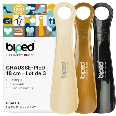 Afbeelding van biped Set van 3 schoenlepels kunststof 18 cm schoenlepel gemaakt in Duitsland Z1570 (edele crème)