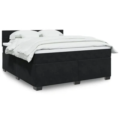 Image de vidaXL Sommier à lattes de lit avec matelas Noir 180x200 cm Velours