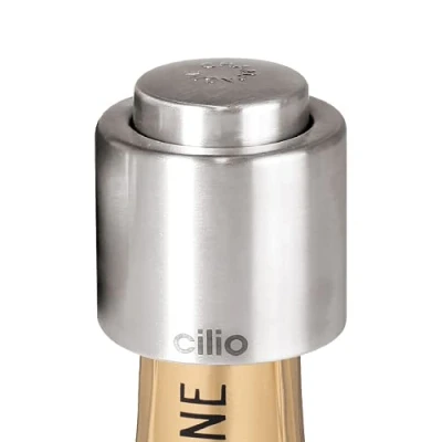 Afbeelding van Cilio Champagne Flessendop van gepolijst roestvrij staal, zilverkleurig, 6 x 5 cm