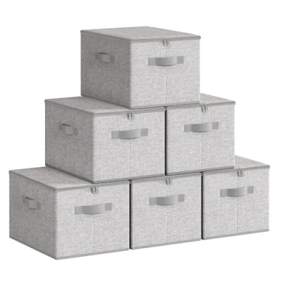 Afbeelding van SONGMICS Opbergtas, 6 stuks, met deksel, opbergdoos, opvouwbaar, handgrepen, voor speelgoed, kleding, duifgrijs RZB003W02