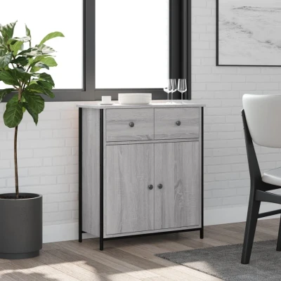 Afbeelding van Dressoir 70x30x80 cm bewerkt hout grijs sonoma