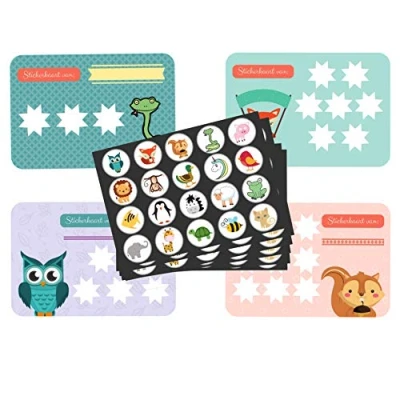 Afbeelding van Beloningssysteem voor Zindelijkheidstraining kind 20x beloningskaart 120 stickers Plasdiploma Beloningsstickers
