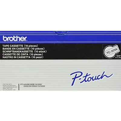 Afbeelding van Brother Gloss Laminated Labelling tape 12mm, Black/White, 10 pk labelprinter TC