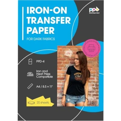 Afbeelding van PPD 20 x A4 transferpapier T shirt / textiel zwart of donker, personaliseerbaar, opstrijkbaar, inkjetdruk 4