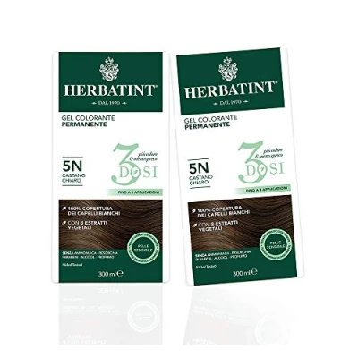 Afbeelding van Herbatint Permanente kleurgel, 3 blikjes, 5N, lichtbruin, 2 x 300 ml