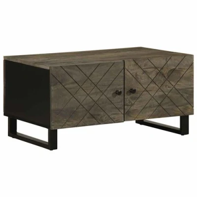 Afbeelding van vidaXL Salontafel 80x50x40 cm massief mangohout zwart