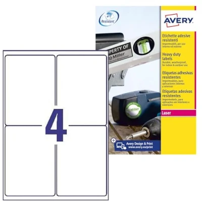 Afbeelding van Avery Zweckform L4774 8 folie etiketten 99.1 x 139 mm Polyester Wit 32 stuk(s) Permanent hechtend Laser (kleur), (zwart/wit), Kopiëren