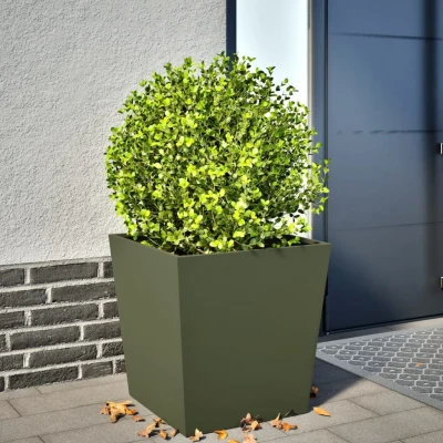 Afbeelding van vidaXL Plantenbak 50x50x50 cm staal olijfgroen