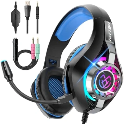 Afbeelding van Gaming Headset voor PS4 PS5 Xbox One Switch PC met ruisonderdrukkende microfoon, diepe bas