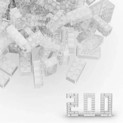 Afbeelding van Klassiek baksteenblok 2 x 4, 200 stuks volledig transparante bouwstenen, compatibel met Lego 3001 onderdelen en onderdelen, creatief spel,