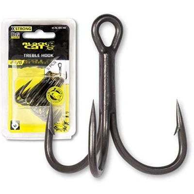 Afbeelding van #4/0 Black Cat Treble DG coating 5pcs Meerval visspullen haken