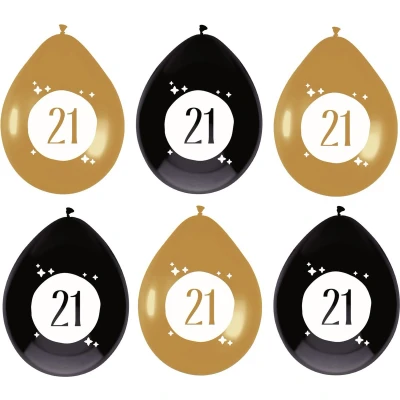 Afbeelding van Ballonnen 21 jaar Festive Goud 30cm 6 stuks