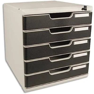 Afbeelding van EXACOMPTA Modulo archiefmodule met 5 laden, sleutelsluiting. Afmetingen (b x h d): 28,8 32 35 cm. Grijs/Zwart
