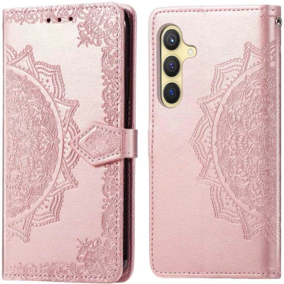 Afbeelding van imoshion Hoesje Geschikt voor Samsung Galaxy S25 Met Pasjeshouder Mandala Bookcase Rosé Goud