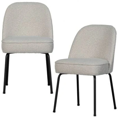 Afbeelding van WOOOD Vogue Eetkamerstoelen Bouclé Naturel Set van 2
