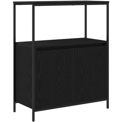 Afbeelding van Badkamermeubel met planken 76,5x35x95 cm zwart eikenkleurig
