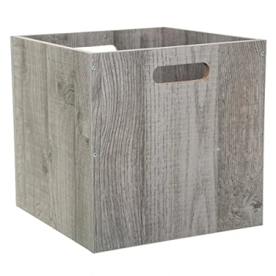 Afbeelding van Opbergmand/kastmand 29 liter grijs/greywash van hout 31 x cm Opbergboxen Vakkenkast manden