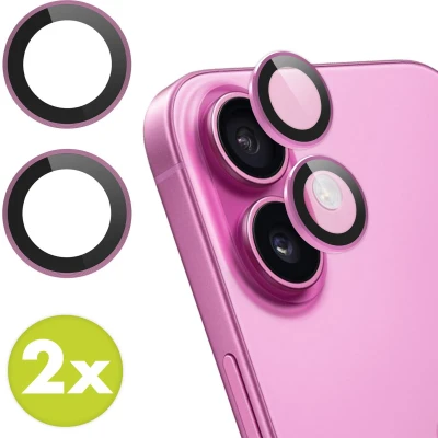 Afbeelding van imoshion 2 Pack Camera lens protector Screenprotector Geschikt voor iPhone 16, 16 Plus Roze