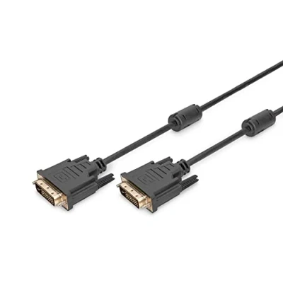 Afbeelding van Digitus AK 320101 050 S DVI kabel Aansluitkabel D 24+1 polige stekker, stekker 5.00 m Zwart Schroefbaar, Met Ferrietkern