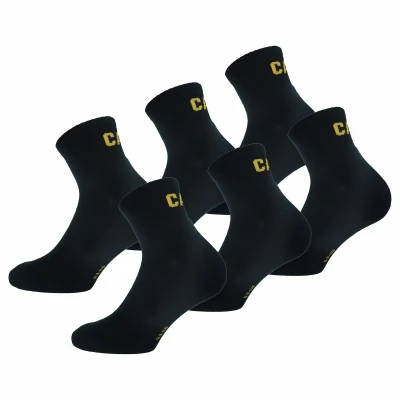 Afbeelding van Cat Erpillar Quarter Socks 6 paar werksokken voor heren, boven de enkel, versterkt bij tenen en hiel, hoogwaardig katoen, zwart.