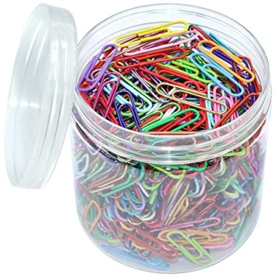 Afbeelding van OKVGO 500 kleurrijke paperclips met kunststof doos, 33 mm, kleurrijk (20 kleuren)