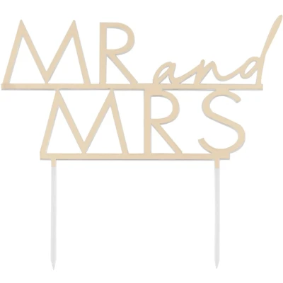 Afbeelding van Ginger Ray Taarttopper MR and MRS goud acryl 14,5 x 15,8 cm