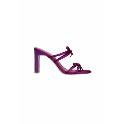 Afbeelding van Sacha Dames Paarse sandalen met hak en strikjes Maat 42