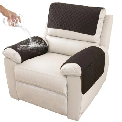 Afbeelding van GYHH Sofa Armsteun Cover, Hoofdsteunhoes voor Kantelbare Stoel Armhoes, Gewatteerde Antislip Stoelhoes (Zwart, 1 Seat Recliner 3 stuks)