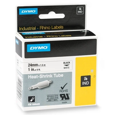 Image de DYMO Rhino Heat Shrink Tubes Noir sur blanc Rouleau (2,4 cm x 1,5 m) tube pour 6000